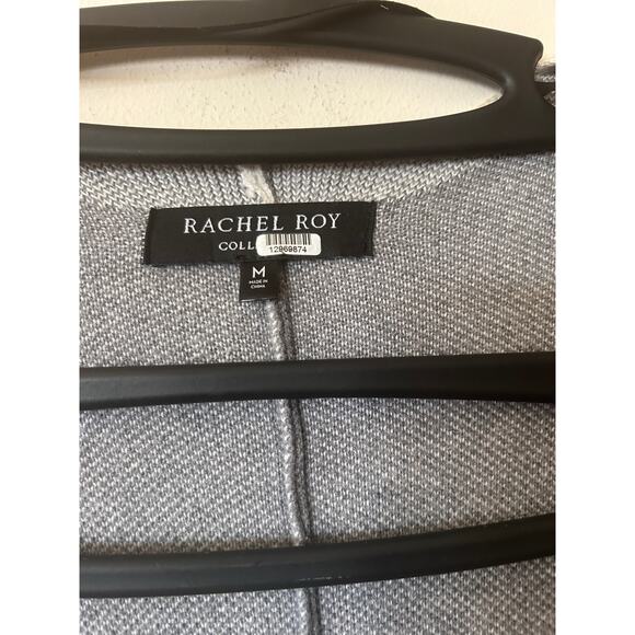 Rachel Roy Collection Open Poncho Shawl Wrap Colorblock Flowy Grey White Size M - Picture 3 of 9